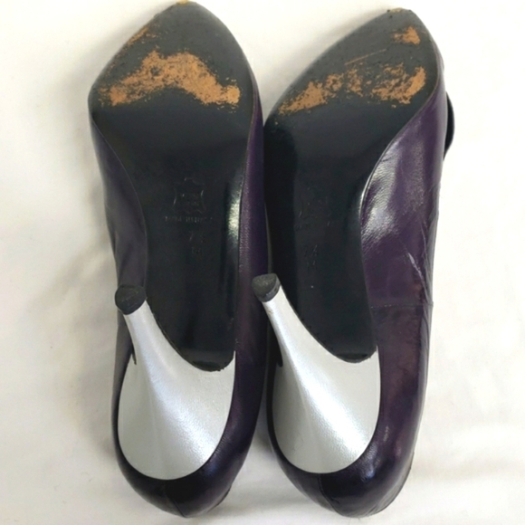 VINTAGE Anne Klein Leather Purple and Silver Pumps 7.5 M 72235 EUC Beautiful! - Picture 4 of 16